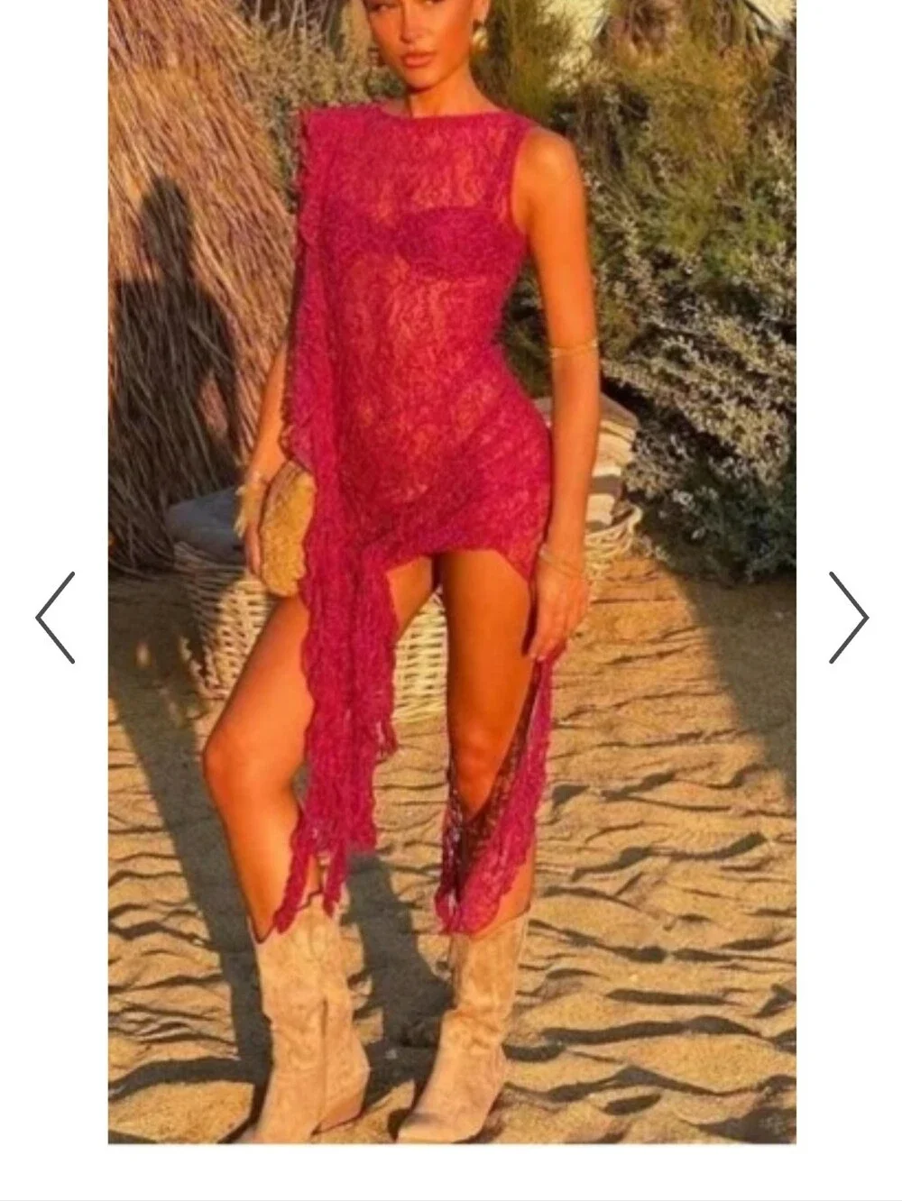 Nasty Gal lace Asymmetric Frill Pink Dress
